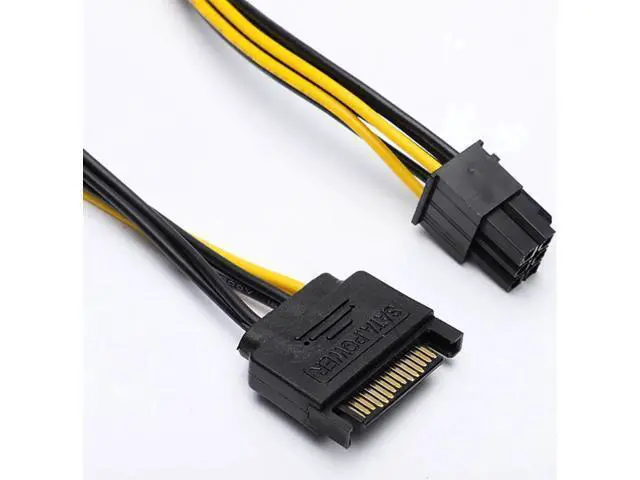 Alt view image 3 of 3 - 18cm 15Pin SATA to 6Pin PCIe Power Extension Cable, SATA to Graphics Card Adapter Cord