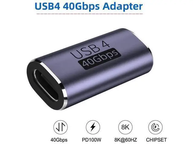 Alt view image 3 of 7 - USB4 Type-C Female to Female Coupler Extender Adapter, 40Gbps Data Transfer, 100W PD Fast Charging, 8K@60Hz Video Pass-Through, Compatible with USB4 / Thunderbolt 3/4 Devices