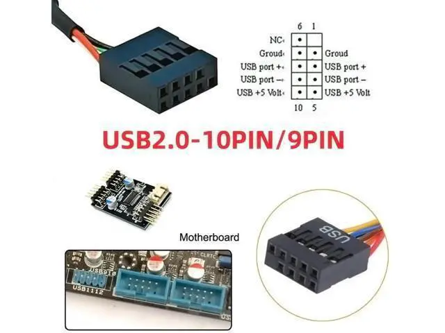 Alt view image 4 of 7 - 0.15M Short USB 2.0 9Pin/10Pin Motherboard Header Male to Key-A Type-E Front Panel Socket Extension Cable, Internal Mainboard to Chassis USB-C Port Converter Cord
