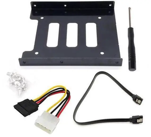 Main image of 2.5" to 3.5" Metal HDD Mounting Bracket with IDE 4P to SATA 15P & SATA 3.0 Cables, Black Hard Drive Adapter for Desktop & Server SSD/HDD
