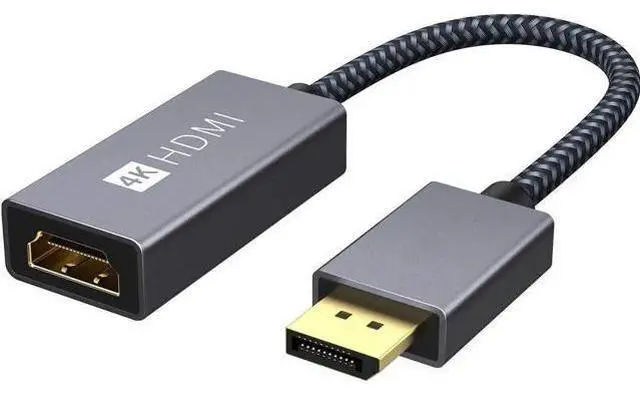Main image of Grey Active DisplayPort to HDMI Adapter, Unidirectional 4K@60Hz DP to HDMI Converter Updated New Version, Compatible with HP, ThinkPad, AMD Graphics & Desktops