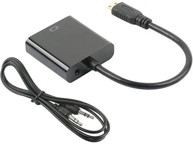 Alt view image 2 of 4 - Active Mini HDMI to VGA Video Converter Adapter with 3.5mm Audio Jack & Built-in Cable, Compatible with Graphics Cards, Tablets, Cameras and Camcorders