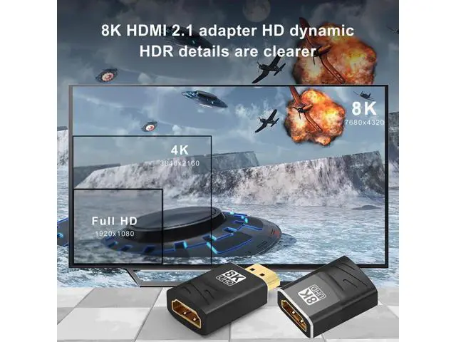 Alt view image 6 of 7 - 2 Pack HDMI 2.1 Female to Female Coupler Adapter, 8K@60Hz 4K@120Hz HDR eARC HDMI Extension Connector for HDTV PC Laptop Monitor PS5