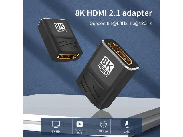 Alt view image 7 of 7 - 2 Pack HDMI 2.1 Female to Female Coupler Adapter, 8K@60Hz 4K@120Hz HDR eARC HDMI Extension Connector for HDTV PC Laptop Monitor PS5