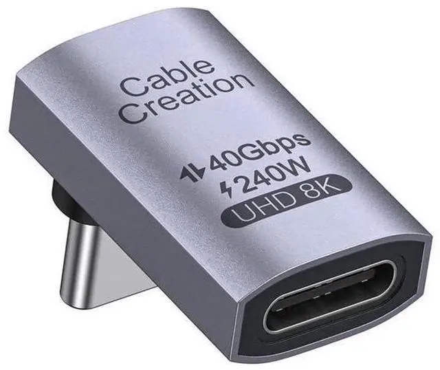 Main image of 90 Degree Up Angle USB C Male to Female Adapter, 40Gbps 240W Right Angle Type C Connector Compatible with Steam Deck, ROG Ally, Switch, Laptop, Tablet, Phone