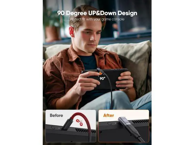Alt view image 5 of 7 - 90 Degree Up Angle USB C Male to Female Adapter, 40Gbps 240W Right Angle Type C Connector Compatible with Steam Deck, ROG Ally, Switch, Laptop, Tablet, Phone