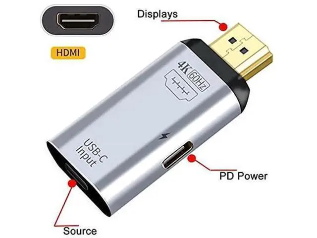 Alt view image 3 of 7 - USB-C Female to HDMI Adapter with PD Charging, 4K@60Hz Video Converter for Phone and Laptop