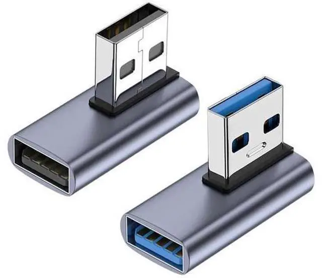 Main image of 2 Pack 90 Degree USB 3.1 Male to Female Adapter, Left & Right Angled USB A Extender Converter Compatible with PC, Laptop, USB Charger, Power Bank and More