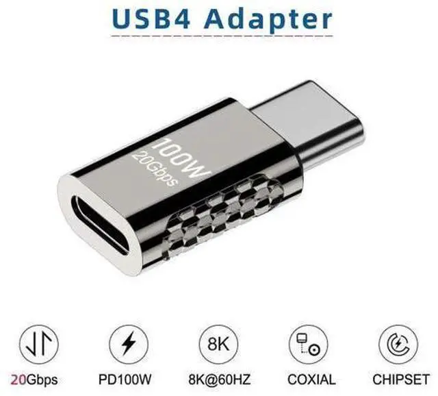 Alt view image 4 of 7 - 20Gbps USB4 Type C Male to Female Straight Adapter, 100W PD Charging, 8K@60Hz Video & High-Speed Data Transfer Extender Connector, Compatible with MacBook, iPad, iPhone 15, Samsung, Dell, Lenovo, Stea
