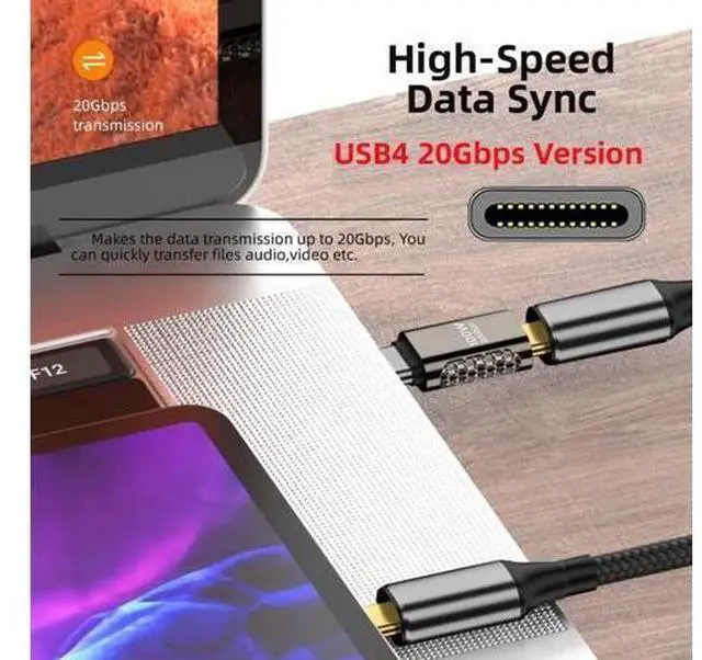 Alt view image 5 of 7 - 20Gbps USB4 Type C Male to Female Straight Adapter, 100W PD Charging, 8K@60Hz Video & High-Speed Data Transfer Extender Connector, Compatible with MacBook, iPad, iPhone 15, Samsung, Dell, Lenovo, Stea