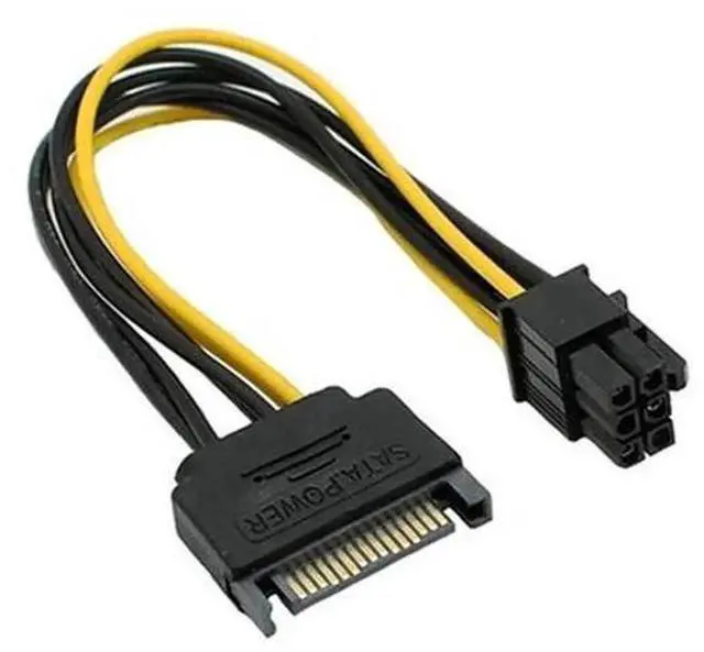 Alt view image 3 of 6 - 6Pin PCIe to 15Pin SATA Power Adapter Cable, 20cm 18AWG for BTC Miner Rig & Desktop PC