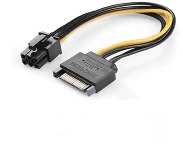 Alt view image 4 of 6 - 6Pin PCIe to 15Pin SATA Power Adapter Cable, 20cm 18AWG for BTC Miner Rig & Desktop PC