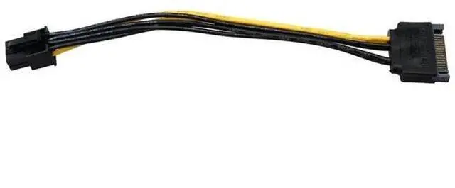 Alt view image 5 of 6 - 6Pin PCIe to 15Pin SATA Power Adapter Cable, 20cm 18AWG for BTC Miner Rig & Desktop PC