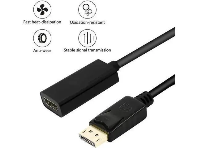 Alt view image 7 of 7 - Gold-Plated DP Male to HDMI Female Adapter Support 4K Video For Monitor TV Projector 1 Pack