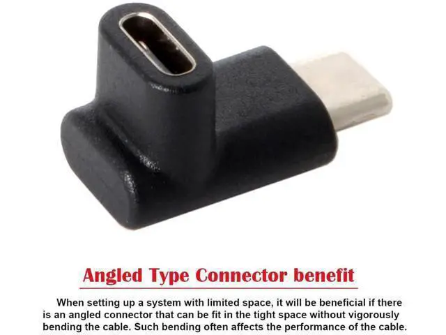 Alt view image 3 of 7 - Up & Down 90 Degree Reversible USB 3.1 Type-C Male to Female Adapter, Low Profile Elbow Extension Connector Supports Charging Data Video for Laptops & Phones