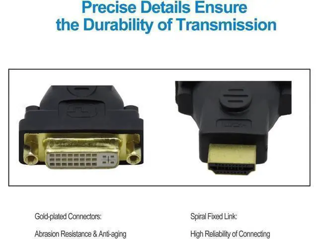 Alt view image 6 of 7 - 3-Pack Bi-Directional HDMI Male to DVI Female Adapter, Supports 1080P & 3D, HDMI DVI Converter Compatible with Apple TV, HDTV, Xbox 360, PS4, PS3, Nintendo Switch, Plasma TV, DVD Player