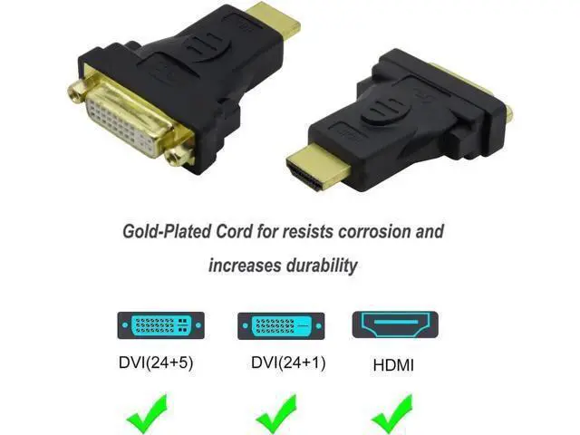 Alt view image 5 of 7 - 3-Pack Bi-Directional HDMI Male to DVI Female Adapter, Supports 1080P & 3D, HDMI DVI Converter Compatible with Apple TV, HDTV, Xbox 360, PS4, PS3, Nintendo Switch, Plasma TV, DVD Player