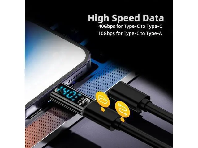 Alt view image 2 of 7 - Transparent USB4 Type-C Male to Female Extension Adapter with Smart LED Digital Power Tester, 40Gbps Bandwidth, 140W PD Charging Support Real-Time Voltage & Current Monitoring for USB4.0 Laptops, Dock