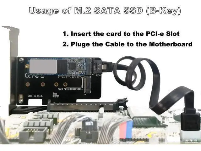 Alt view image 5 of 6 - PCIe 4.0 x4 Dual M.2 Adapter Card, Supports 1×M-Key NVMe SSD + 1×B/B+M-Key SATA SSD, Compatible with 2230/2242/2260/2280 NGFF Drives, Comes with SATA 3.0 Cable