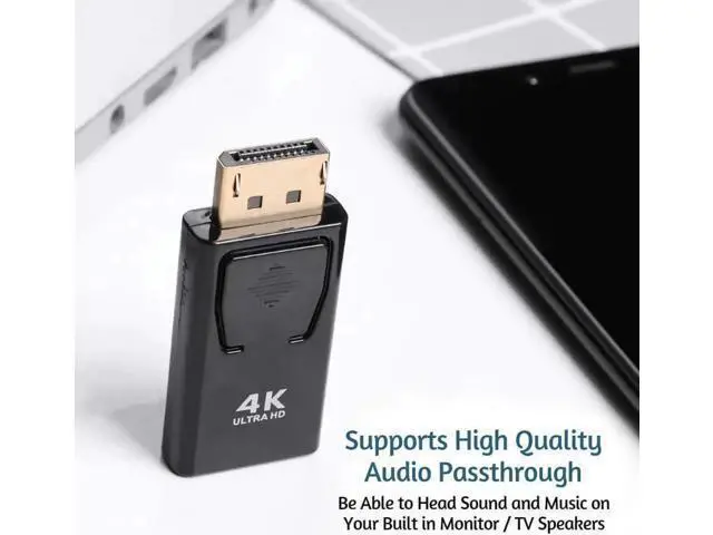Alt view image 4 of 7 - 5-Pack CableCreation DP Male to HDMI 1.4 Female Adapter, Gold-Plated DP to HDMI Converter Supports 4K 3D Audio Video Sync for Laptop PC HDTV Monitor Projector, Black