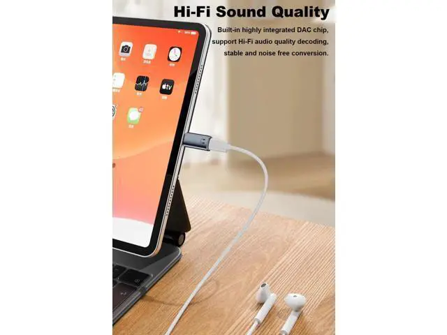 Alt view image 5 of 6 - USB C to 3.5mm Headphone Jack Adapter, Type C Audio Converter Compatible with iPhone 15/16 Series, iPad Air, Grey, No Charging/Data/Lavalier Mic Support