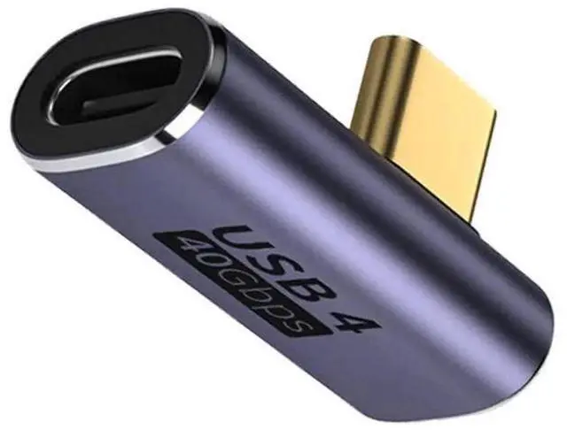 Main image of Low Profile Right Angle USB4 Type C Male to Female Adapter, 40Gbps Data Transfer, PD 100W Fast Charging & 8K Video Output Converter Compatible with All USB4.0 Laptops, Phones & Docks