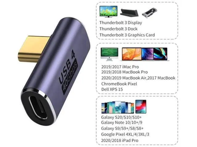 Alt view image 3 of 7 - Low Profile Right Angle USB4 Type C Male to Female Adapter, 40Gbps Data Transfer, PD 100W Fast Charging & 8K Video Output Converter Compatible with All USB4.0 Laptops, Phones & Docks