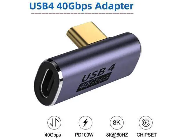 Alt view image 4 of 7 - Low Profile Right Angle USB4 Type C Male to Female Adapter, 40Gbps Data Transfer, PD 100W Fast Charging & 8K Video Output Converter Compatible with All USB4.0 Laptops, Phones & Docks