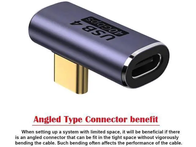 Alt view image 5 of 7 - Low Profile Right Angle USB4 Type C Male to Female Adapter, 40Gbps Data Transfer, PD 100W Fast Charging & 8K Video Output Converter Compatible with All USB4.0 Laptops, Phones & Docks