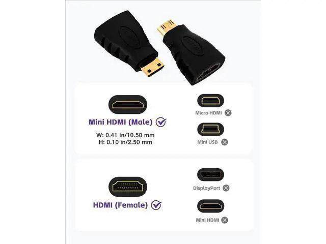Alt view image 6 of 7 - 2-Pack Mini HDMI to HDMI Adapter, Gold-Plated Connectors Supports 4K Video, Compatible with Raspberry Pi, DSLR Cameras, Camcorders, Tablets & Graphics Cards