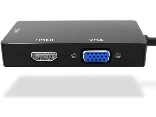 Alt view image 2 of 5 - 3-in-1 Mini DisplayPort (MDP) to HDMI DVI VGA Multiport Converter, Thunderbolt Compatible Mini DP Adapter Supports 1080P Full HD Resolution, Black Compact Design