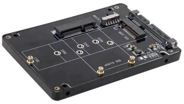 Main image of M.2 NGFF B-Key + mSATA to SATA 3.0 Adapter Enclosure With Power Switch Dual SSD Converter