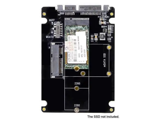 Alt view image 7 of 7 - M.2 NGFF B-Key + mSATA to SATA 3.0 Adapter Enclosure With Power Switch Dual SSD Converter