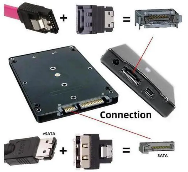 Alt view image 4 of 7 - 2PCS 7Pin SATA to eSATA Adapter, Male to Female Extender Converter for SSD & Hard Drive