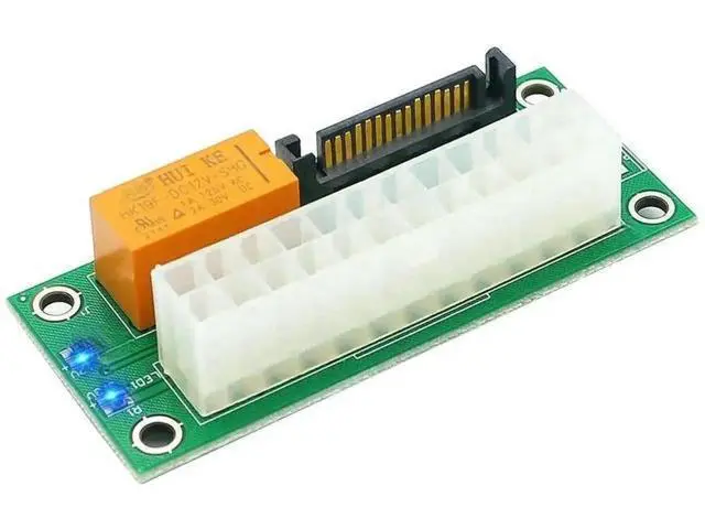 Alt view image 2 of 3 - ADD2PSU Dual PSU Synchronous Start Adapter Board with LED Indicator, ATX 24Pin to SATA Sync Trigger Extension Cable for High Power Graphics Card Extra Power Supply