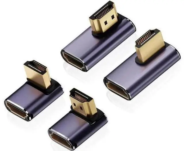 Main image of 4-Pack 90 Degree HDMI 2.1 Right Angle Adapters, Up/Down/Left/Right Multi-Direction Male to Female Extender, 48Gbps Bandwidth Supports 8K@60Hz & 4K@120Hz for Laptops, DVD Players, UHD TVs, Monitors & P