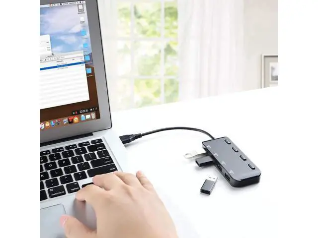 Alt view image 5 of 7 - 4-Port USB 3.0 Hub with Independent LED Power Switches, Ultra Slim USB Splitter Extension Dock, Compatible with PC, MacBook, iMac, Surface Pro, USB Flash Drives and More