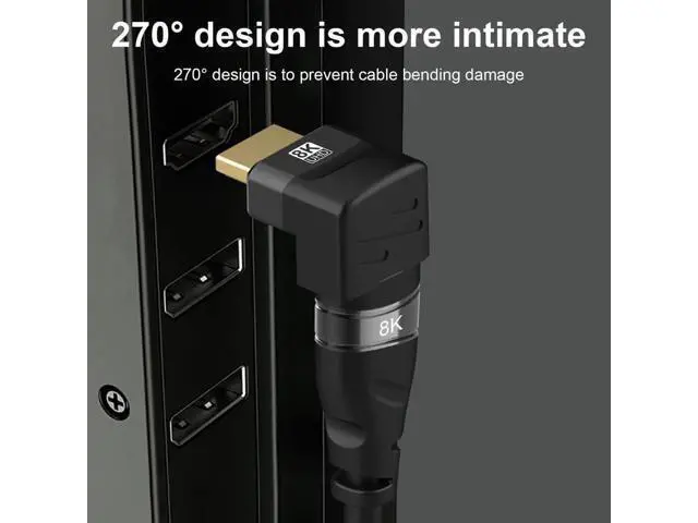 Alt view image 5 of 7 - 2-Pack HDMI 2.1 Right Angle Adapters (90° + 270°), Male to Female Gender Changer Supports 8K@60Hz, 4K@120Hz, HDR & eARC for HDTV, Laptops, PS4, PS5, Xbox