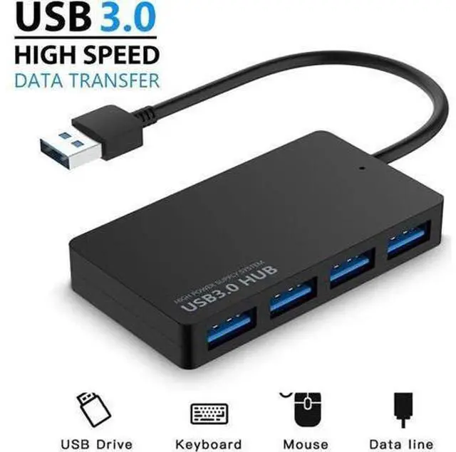 Main image of 4-Port USB 3.0 Hub Splitter, 5Gbps Super Speed USB Extension Adapter for Laptops, Desktops PC, Portable Computer Accessory