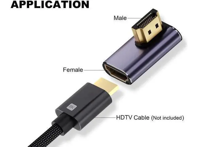 Alt view image 6 of 6 - 2-Pack Left & Right 90° HDMI 2.1 Adapters, Male to Female Extender, 48Gbps, Supports 8K@60Hz & 4K@120Hz for Laptops, DVD, UHD TV, Monitors, PS Consoles