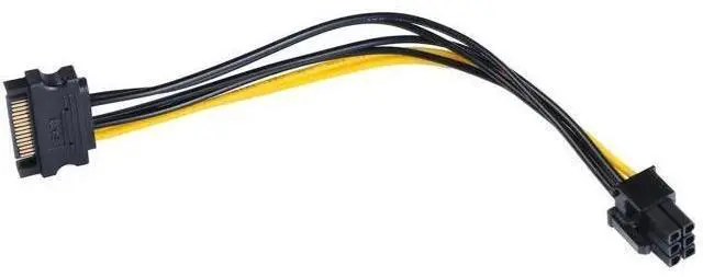 Main image of 20cm/8 Inch 15Pin SATA to 6Pin PCIe GPU Power Adapter Cable