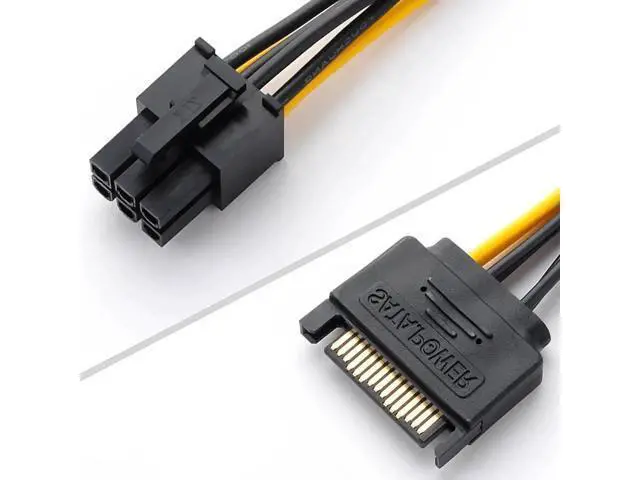 Alt view image 4 of 5 - 20cm/8 Inch 15Pin SATA to 6Pin PCIe GPU Power Adapter Cable