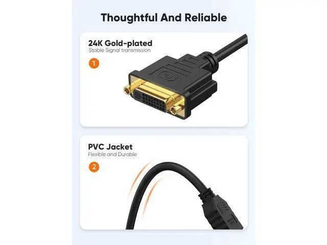 Alt view image 3 of 7 - 0.5FT Bi-Directional HDMI Male to DVI-I 24+5 Female Short Cable, 1080P Full HD HDMI DVI Converter Cord Compatible with PC, PS5, Xbox, Switch, TV Box & Blu-Ray Player