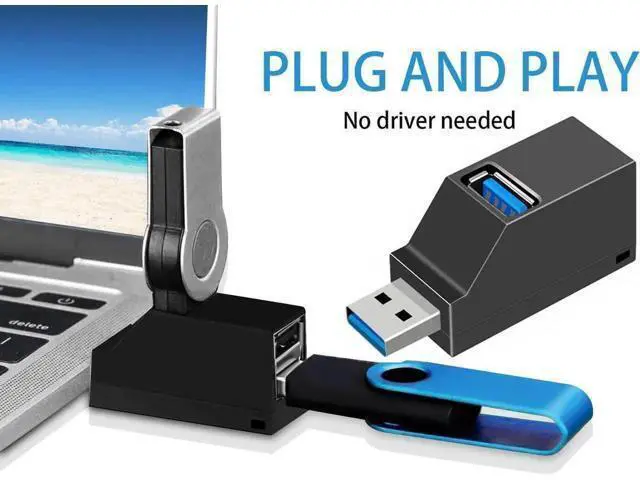 Alt view image 2 of 7 - 3-Port USB 3.0 OTG Hub Splitter, High Speed Data & Charging Extension Adapter, Portable Mini Multi-Port Dock for MacBook, Laptops, Desktop PC
