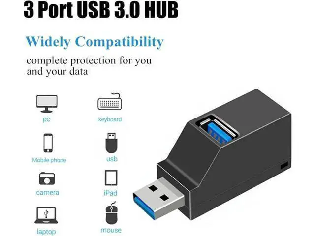 Alt view image 4 of 7 - 3-Port USB 3.0 OTG Hub Splitter, High Speed Data & Charging Extension Adapter, Portable Mini Multi-Port Dock for MacBook, Laptops, Desktop PC