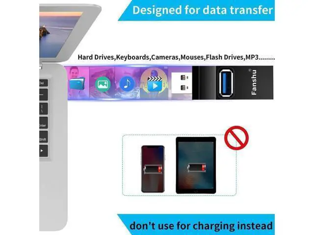 Alt view image 3 of 7 - 3-Port USB 3.0 OTG Hub Splitter, High Speed Data & Charging Extension Adapter, Portable Mini Multi-Port Dock for MacBook, Laptops, Desktop PC