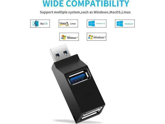 Alt view image 5 of 7 - 3-Port USB 3.0 OTG Hub Splitter, High Speed Data & Charging Extension Adapter, Portable Mini Multi-Port Dock for MacBook, Laptops, Desktop PC