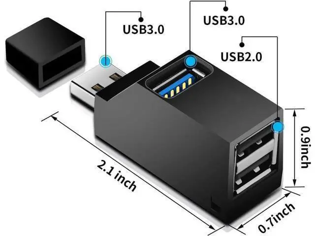 Alt view image 7 of 7 - 3-Port USB 3.0 OTG Hub Splitter, High Speed Data & Charging Extension Adapter, Portable Mini Multi-Port Dock for MacBook, Laptops, Desktop PC