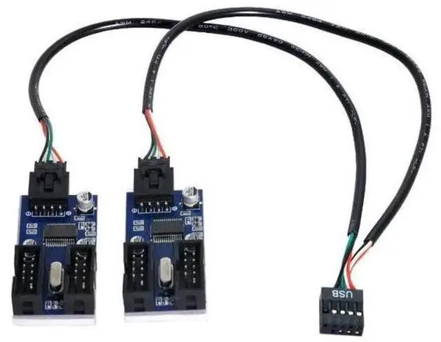 Main image of 9Pin USB 2.0 Header 1 to 2/4 Female Extension Cable, Internal USB Port Multiplier Hub Adapter