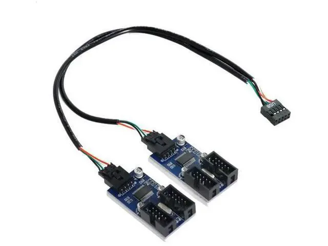 Alt view image 4 of 7 - 9Pin USB 2.0 Header 1 to 2/4 Female Extension Cable, Internal USB Port Multiplier Hub Adapter